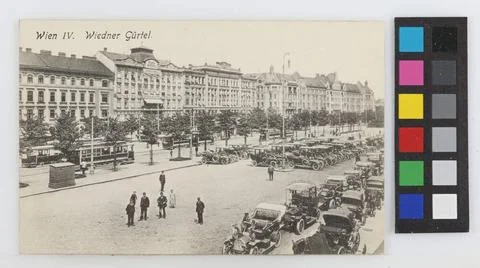 4th, Wiedner Gürtel - with parking hotel and parking lot in front of the S.. Stock Photos
