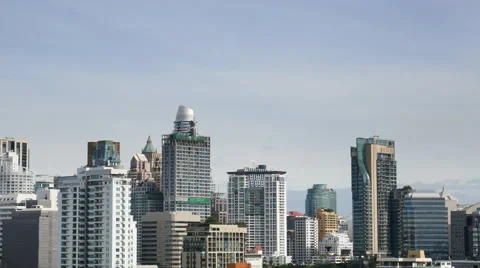 4video panning landscape view of building of business zone with blue sky in Bang 스톡 동영상 63790253