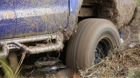 4WD Pickup truck in the mud Stock Footage 63781416