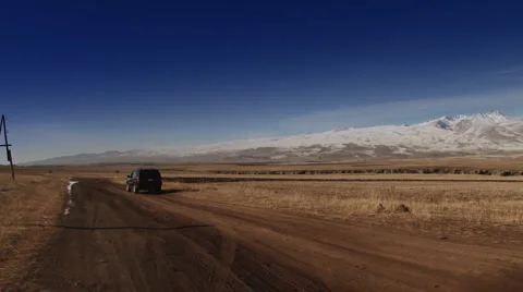 4WD vehicle in the mountain Stock Footage 1048274