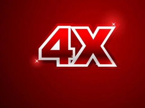 4x sign in red background Stock Illustration