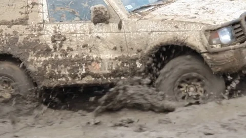 4x4 car crossing  the mud Stock Footage 71490741