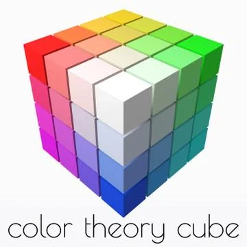 4x4 cubes makes color gradient in shape of big cube. 3d style vector Stock Illustration