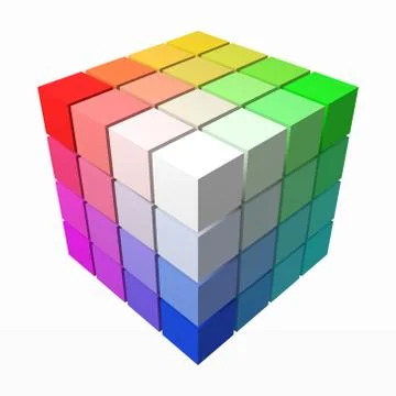 4x4 cubes makes color gradient in shape of big cube. 3d style vector Stock Illustration