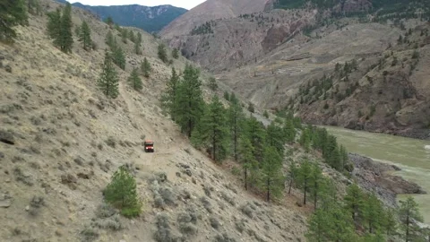 4X4 Driving Down Mountain Shot Stock Footage 146553066