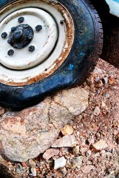 4x4 flat tyre Stock Photos