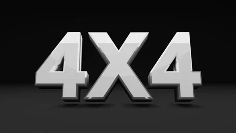 4x4 off road logo text 3d animation concept with isolated black background Stock Footage 145415325