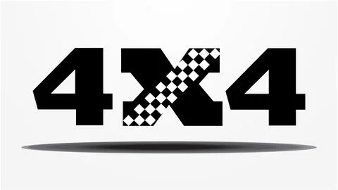 4x4 SUV vector emblem logo illustration with black and white finish flag. Stock Illustration