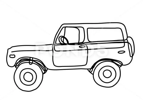 4x4 Vintage Car drawing line car 4x4 with white background: Graphic ...