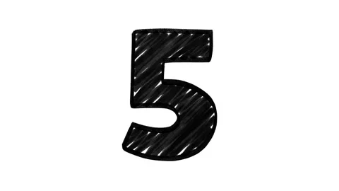 5 to 1 doodle countdown, hand drawn animation on a white background Stock Footage 275347834