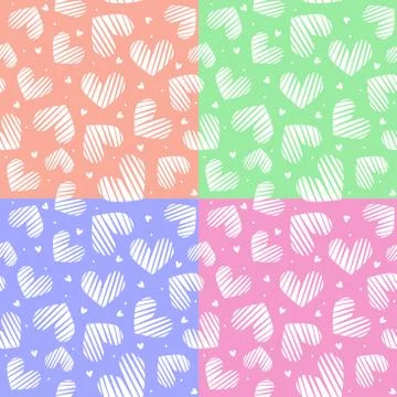 5 in 1 heart seamless pattern. Valentines day concept. Love background Stock Illustration