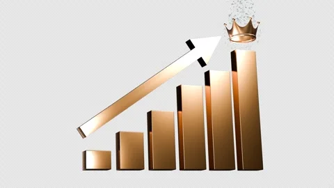 5-in-1 Pack 4K Alpha 3D Bar Chart Growth Arrow Crown Confetti Reveal Stock Footage 340621420