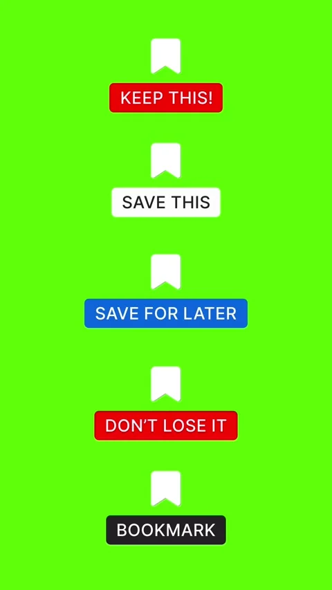 5-in-1 Save Button Animation Pack - Green Screen - 4K Vertical Lower Thirds Stock Footage 327141787