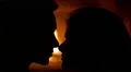 5 in 1 video! The lovers silhouette close up portrait view by the fireplace 4k or 4k+ Resolution
