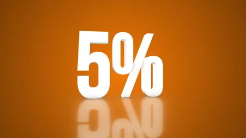5% 3D Text spinning on an orange background. 360 Looped video. 4K Видео 276684217