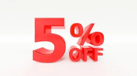 5% off 3d text on white background Stock Illustration