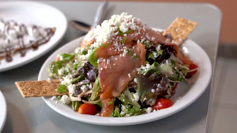 5-4 cafe salad1 Stock Footage 130688523