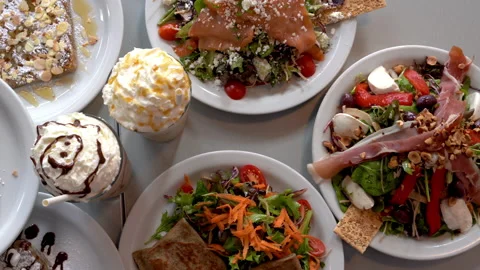 5-4 cafe salad3 Stock Footage 130689552