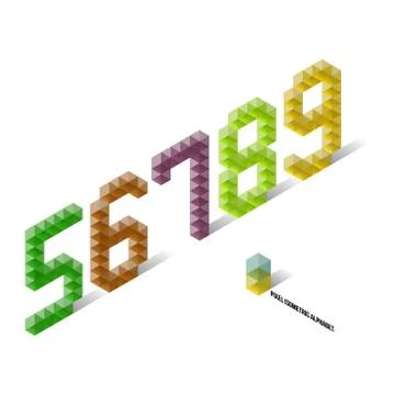 5 6 7 8 9 - Pixel Isometric Alphabet Stock Illustration