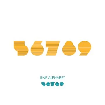 5 6 7 8 9 - Simple Modern Lines Flat Alphabet Stock Illustration