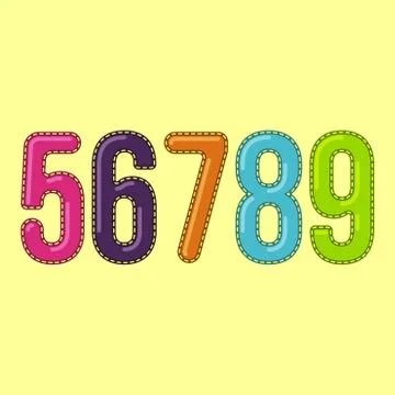 5 6 7 8 9 - Candy Colorful Editable Vector Alphabet Stock Illustration