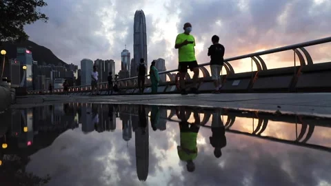 5 7 2020: reflection of Magnificent cityscape of Central, Victoria Harbour, s Stock Footage 146773933