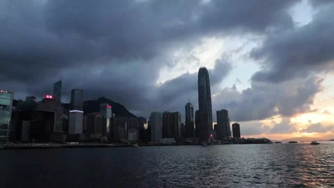 5 7 2020: time lapse of Magnificent cityscape of Central, Victoria Harbour, s Stock Footage 146773931