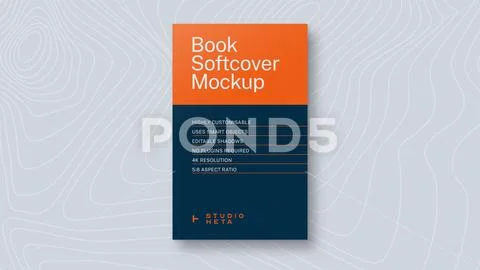 5 by 8 Book Softcover/Paperback Mockup With Editable Shadows PSD Template