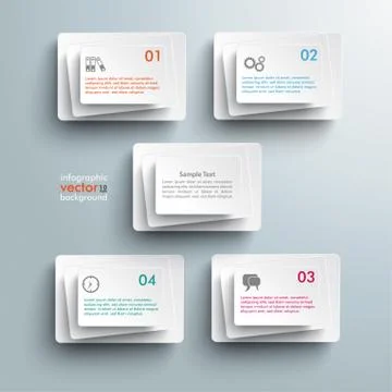 5 abstract white rectangles infographic Illustrazione stock