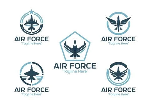 5 Air Force Logo Set Military Aviation Emblem Collection Stock Illustration