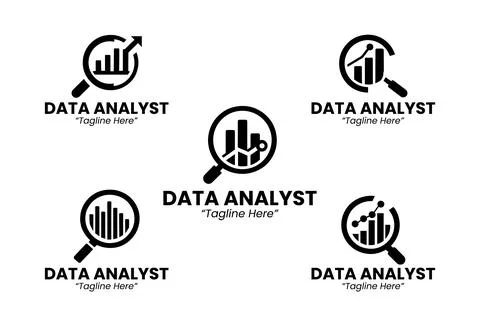 5 Analyst Logo Set Modern Minimalist Business Symbol Black and White Stock Illustration