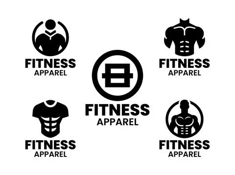 5 Apparel Logo Set Modern Activewear Brand Design Black and White Stock-Illustration