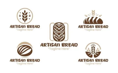 5 Artisan Bread Logo Set Handcrafted Bakery Branding Stock Illustration