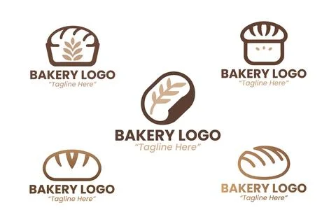5 Bakery Logo Set Modern Minimalist Food and Beverage Brand Design Stock-Illustration
