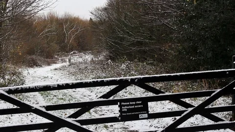 5-bar gate guarding path Video stock 85722372