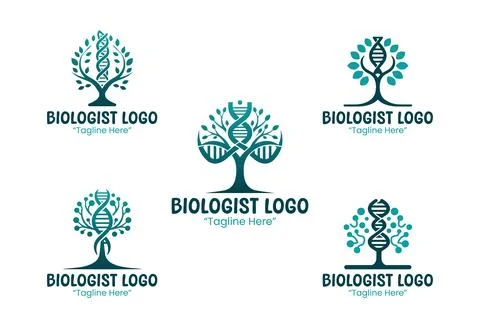5 Biologist Logo Set Modern Scientific Identity Collection Stock Illustration