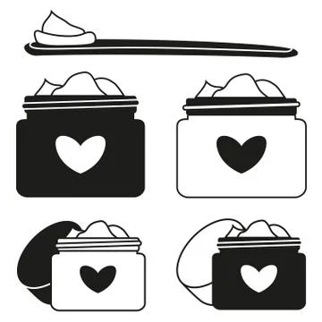 5 black and white face cream elements Illustrazione stock