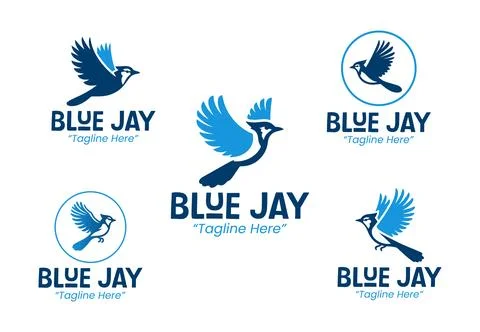 5 Blue Jay Logo Set Blue Color Modern Minimalist Animal Brand Design Иллюстрация