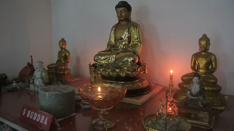 5 Buddha Statues Stock Footage 121698509