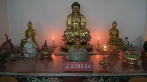 5 Buddha Statues Stock Footage 121698518