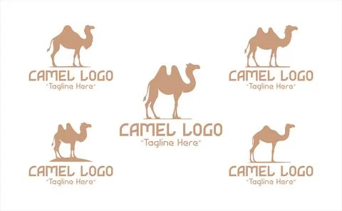 5 Camel Logo Set Dessert Color Modern Minimalist Animal Brand Design Stock Illustration
