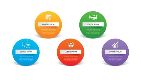 5 circle infographic with abstract timeline template. Presentation step busin 스톡 일러스트