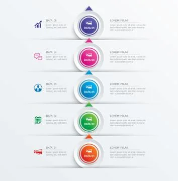 5 circle step infographic with abstract timeline template. Presentation step  Stock Illustration