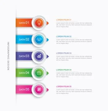 5 circle step infographic with abstract timeline template. Presentation step  Stock Illustration