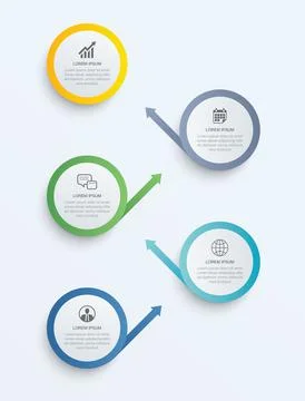 5 circle step infographic with abstract timeline template. Presentation step  스톡 일러스트