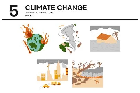 5 Climate Change Vector Illustrations Illustrazione stock