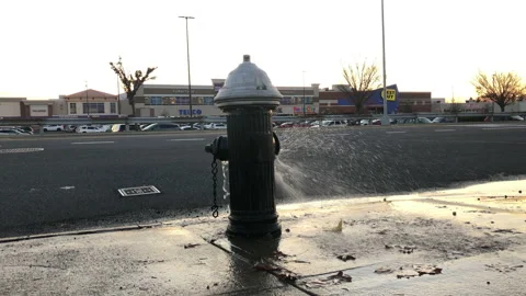 5 Clips of a Leaking Fire Hydrant Wasting Water on to the Street Stock Footage 221666380