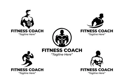 5 Coach Logo Set Modern Professional Identity Black and White 스톡 일러스트