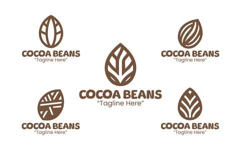 5 Cocoa Beans Logo Set Organic Cocoa Branding Collection イラスト素材