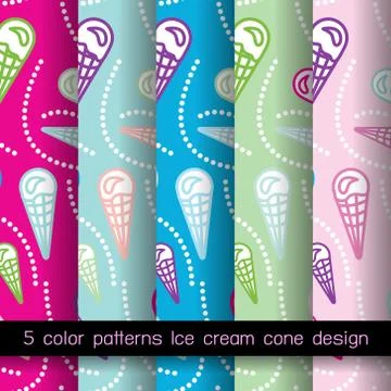 5 color patterns Ice cream Stock Illustration